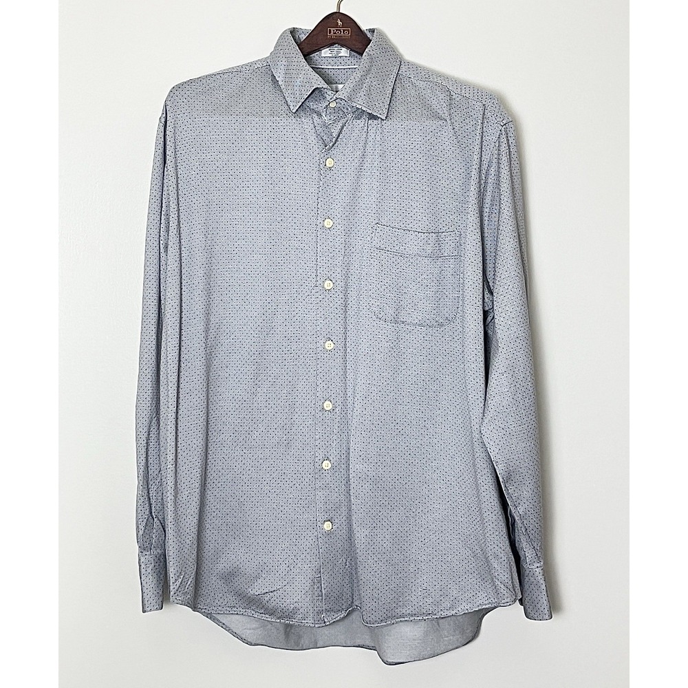 Peter Millar Button Down Shirt Men's XL Gray Printed Stretch Office Professional